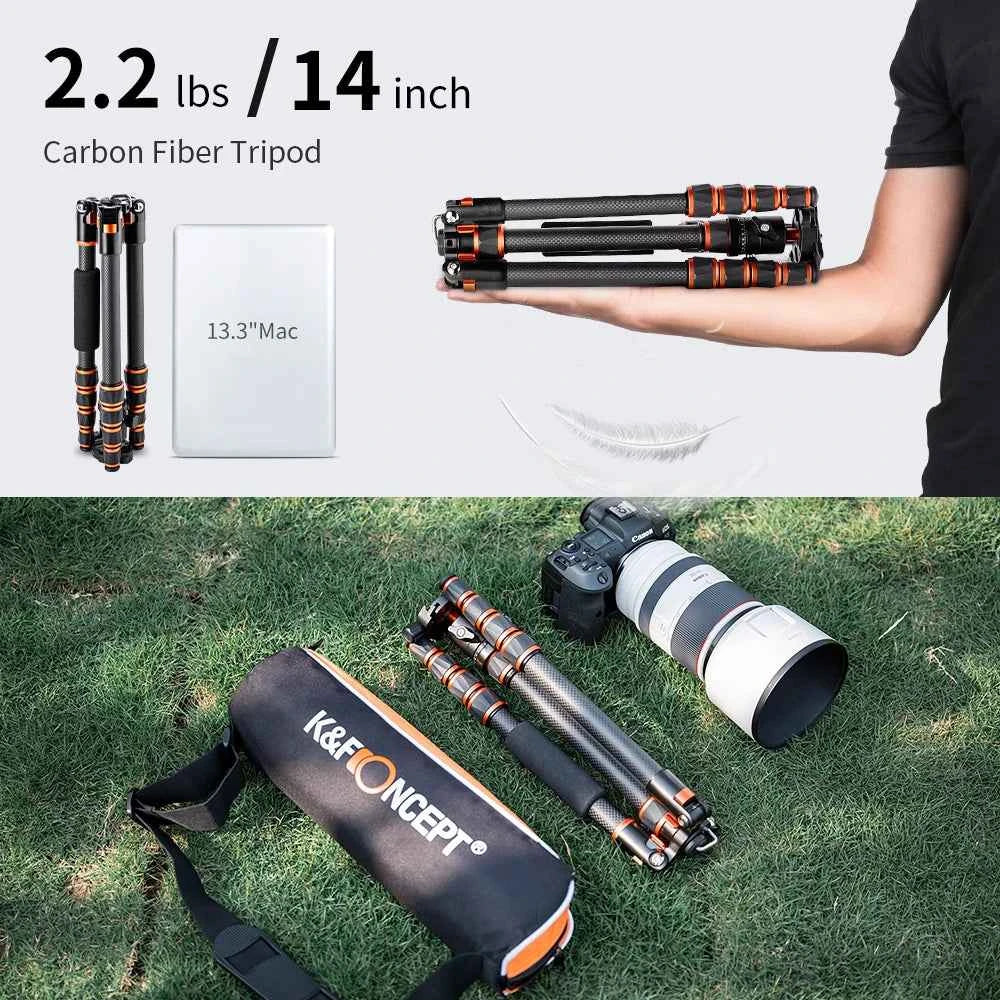 K&F Concept BA225 Carbon Fibre Travel Tripod