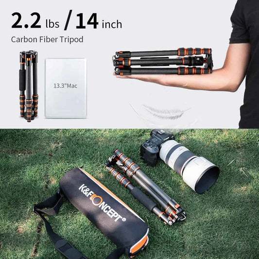 K&F Concept BA225 Carbon Fibre Travel Tripod