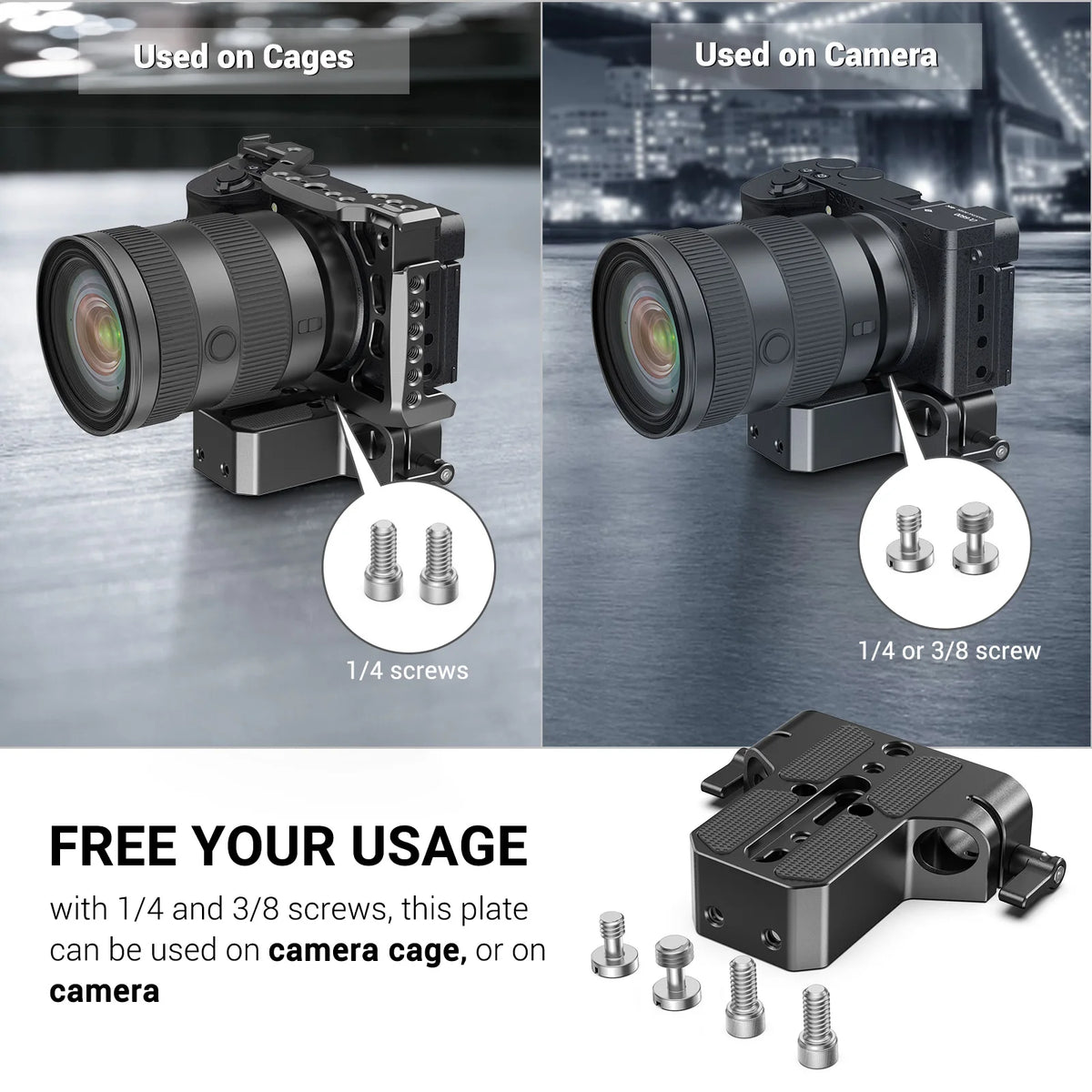 SmallRig 1674 Camera Baseplate with Dual 15mm Rod Clamp