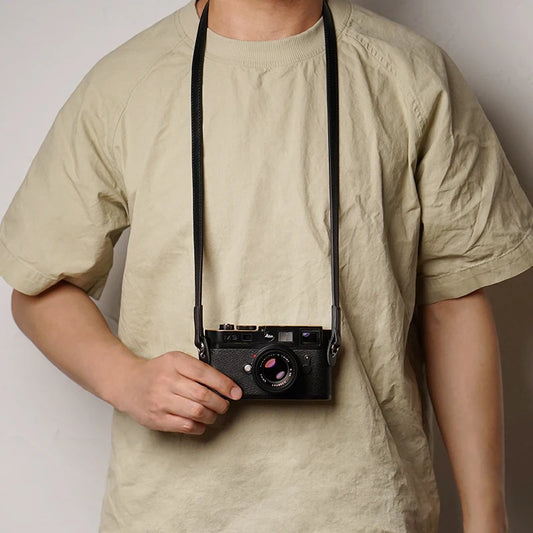 Camera Hub Essentials Genuine Leather Camera Shoulder Strap - Black natural