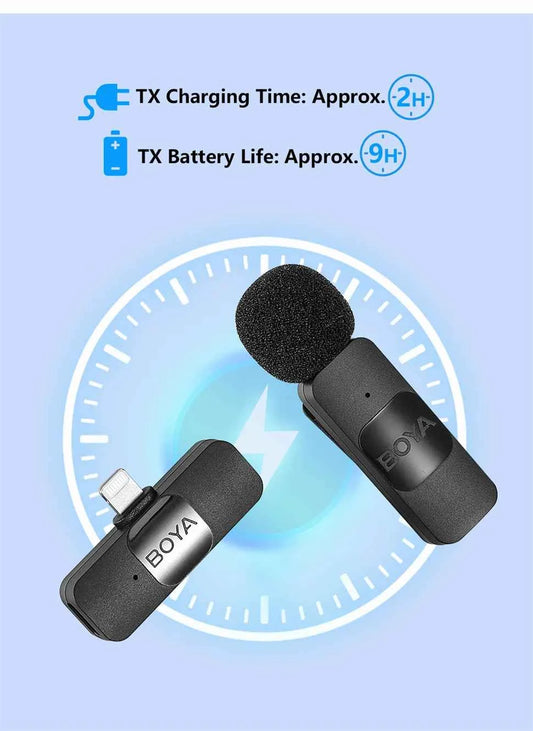 BOYA BY-V Wireless Lavalier Microphone for iOS and USB-C Devices