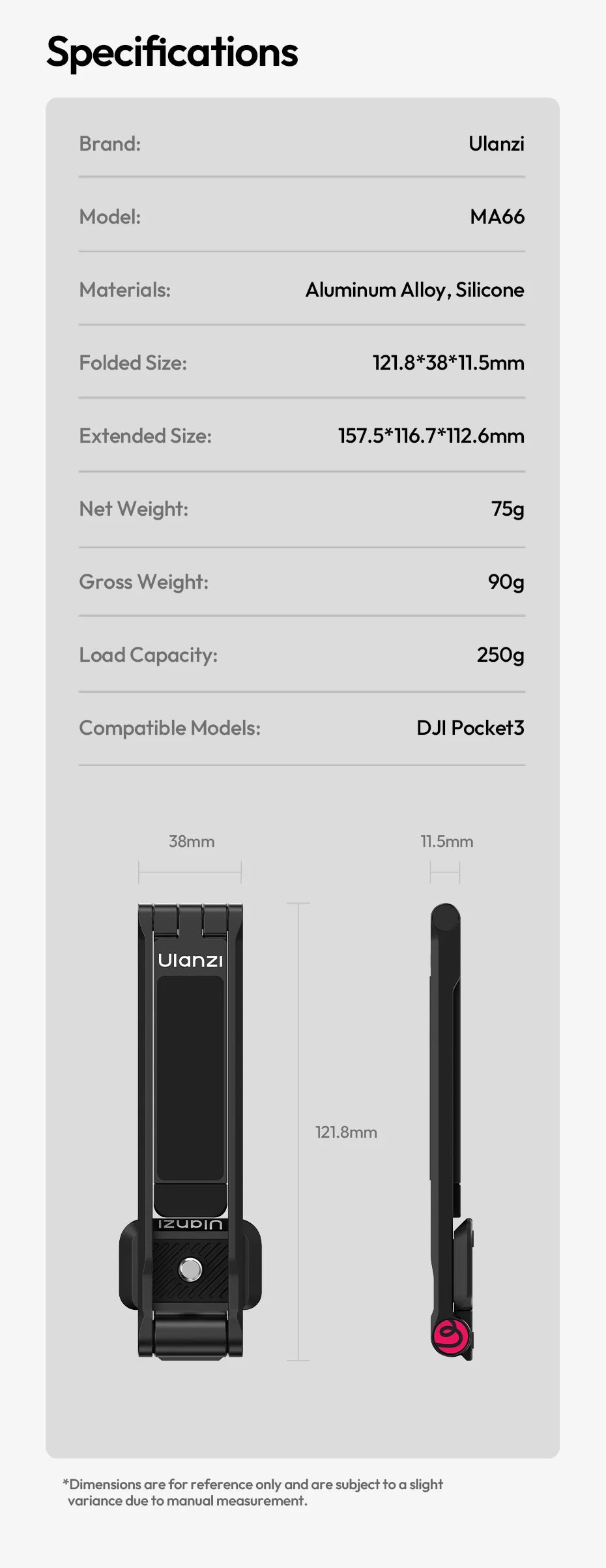 Ulanzi MA66 Magnetic Quick Release Tripod for DJI Pocket 3