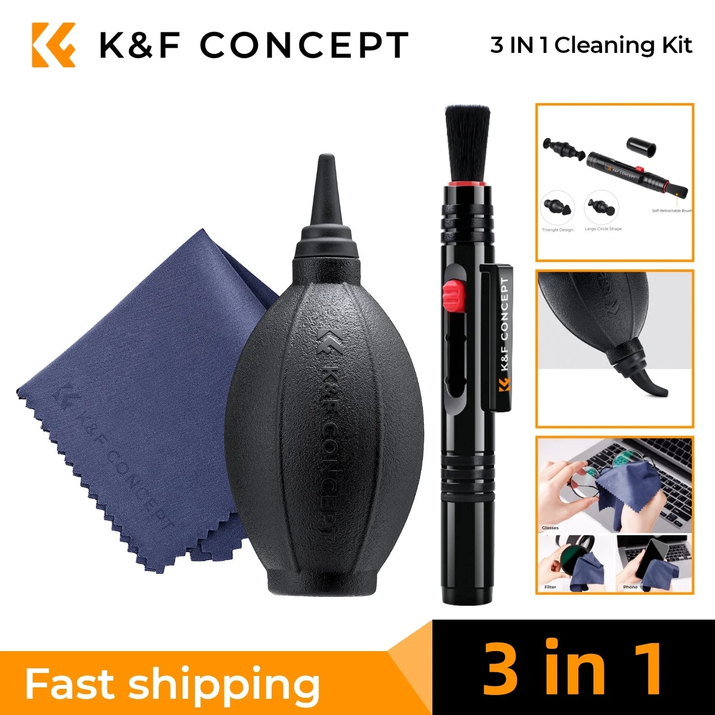 K&F Concept Camera Lens Cleaning Kit for Cameras & Screens