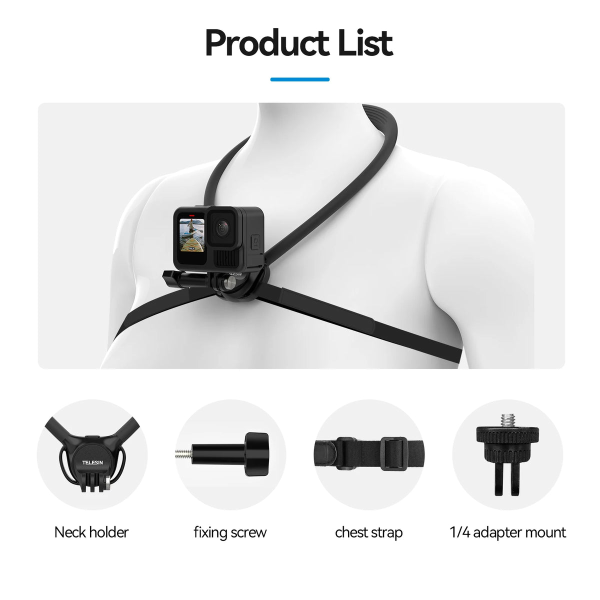 TELESIN 2-in-1 Action Camera & Phone Neck Mount