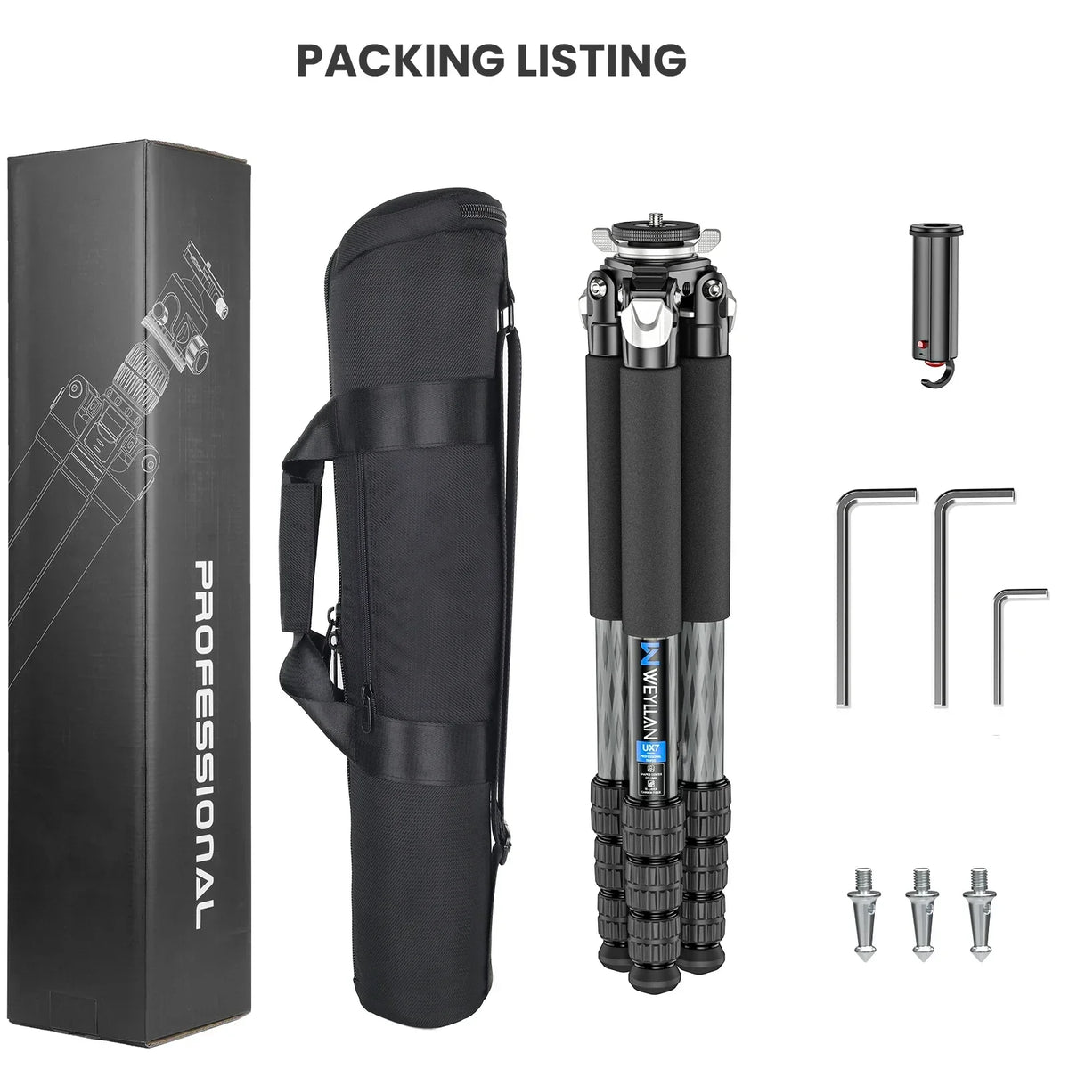 WEYLLAN UX7 Compact Carbon Fibre Travel Tripod