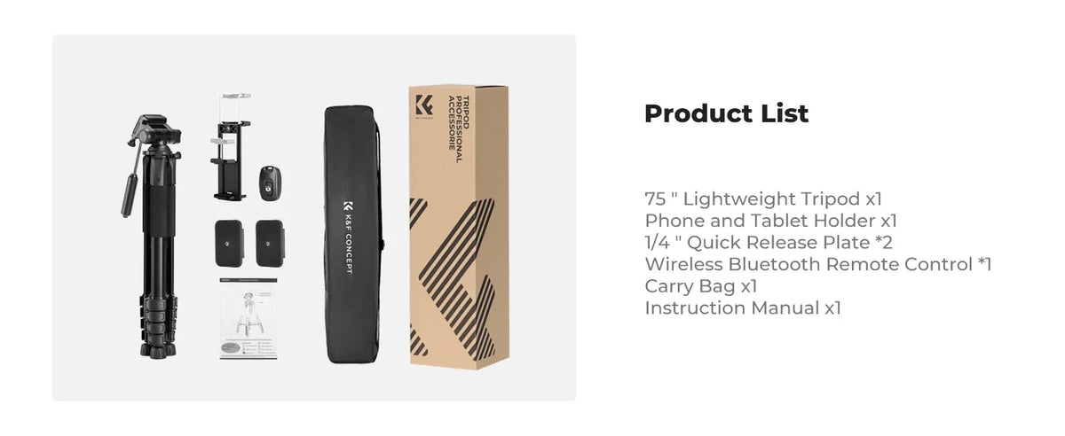 K&F S255A3 190cm Lightweight Camera Tripod