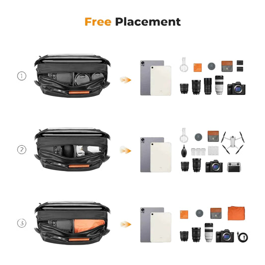 K&F CONCEPT 12L/10L Camera Sling Bag Waterproof Travel Photography Shoulder Bag For Canon Sony DSLR Camera Case Tripod Holder