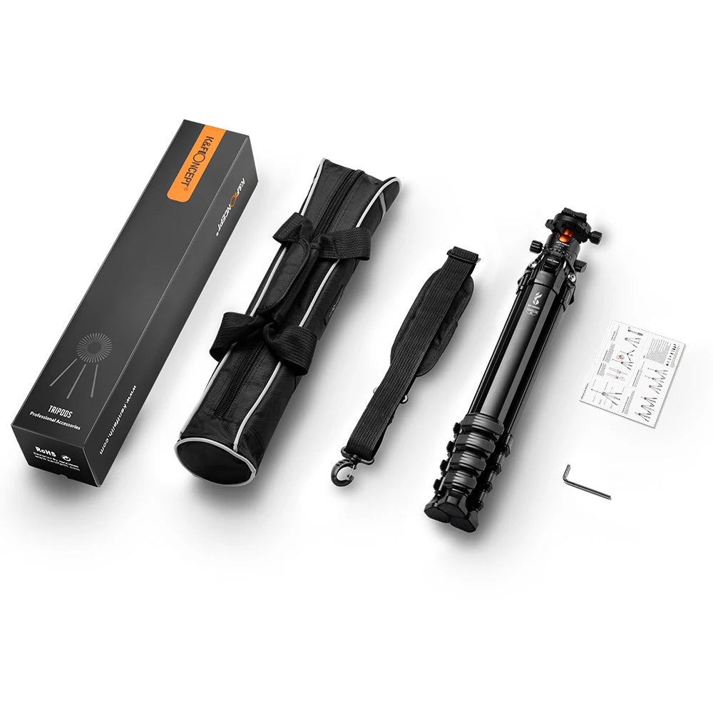 K&F Concept 70-Inch Compact Aluminium Travel Tripod – 15kg Load