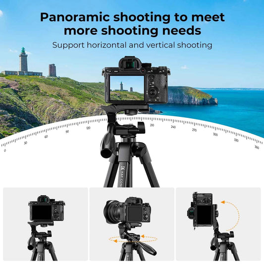 K&F Concept 59.4-Inch Aluminium Tripod with Phone Holder