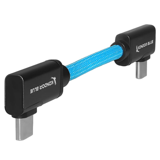 Kondor Blue 4 inch USB-C 3.2 dual right-angle cable angled view