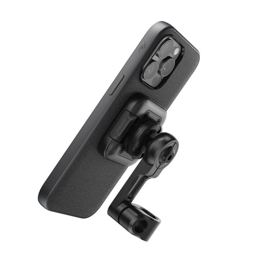 Peak Design Motorcycle Bar Mount v2 attached to phone case