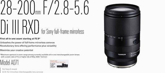 Tamron 28–200mm F/2.8–5.6 Di III RXD Lens for Sony E