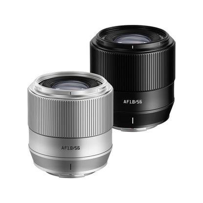 TTArtisan AF 56mm f/1.8 black and silver lens product view