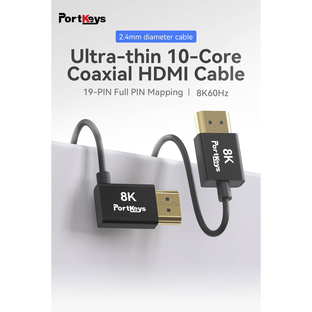 Portkeys 10-Core Coaxial HDMI Cable – 30cm