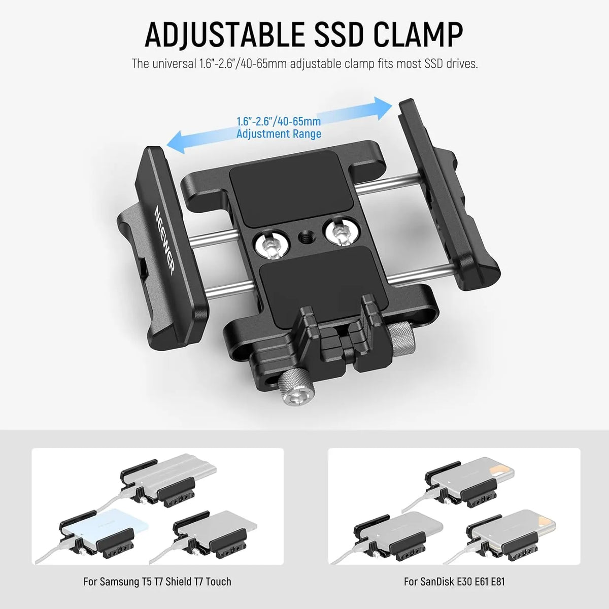 NEEWER SSD Holder Mount with Cold Shoe and Cable Clamp