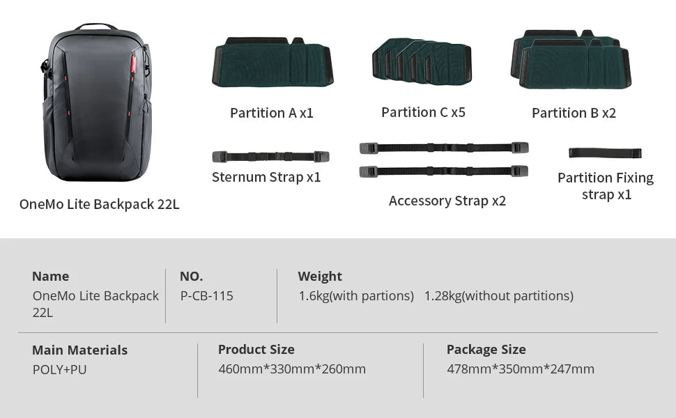 PGYTECH OneMo Lite 22L Camera Backpack