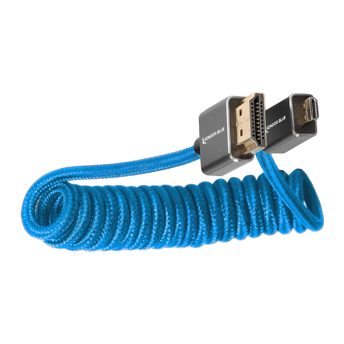 Kondor Blue Coiled Micro HDMI to HDMI Cable 30–60cm – Blue