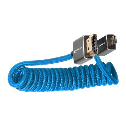 Kondor Blue Coiled Micro HDMI to HDMI Cable 30–60cm – Blue