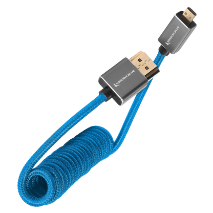 Kondor Blue Coiled Micro HDMI to HDMI Cable 30–60cm – Blue