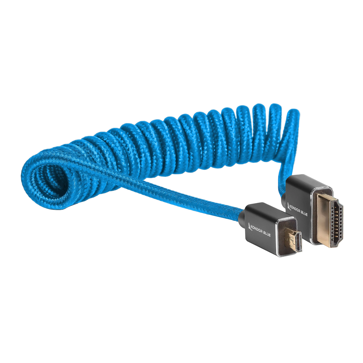 Kondor Blue Coiled Micro HDMI to HDMI Cable 30–60cm – Blue
