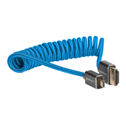 Kondor Blue Coiled Micro HDMI to HDMI Cable 30–60cm – Blue