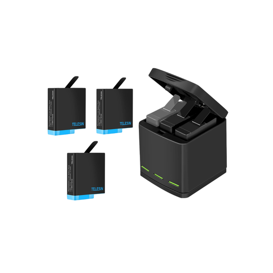 TELESIN 1220mAh Battery & 3-Slot Charger Kit for GoPro HERO 5-8 - 2 Battery