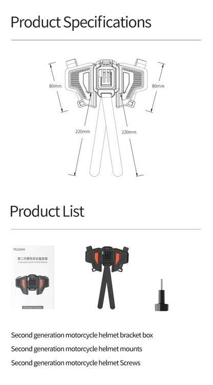 TELESIN Foldable Motorcycle Helmet Chin Mount - CameraHUB