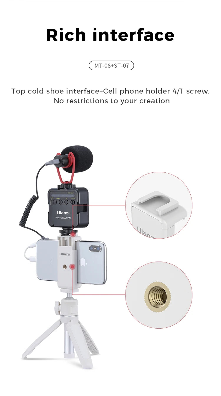 Ulanzi MT-08 White Mini Tripod and Hand Grip