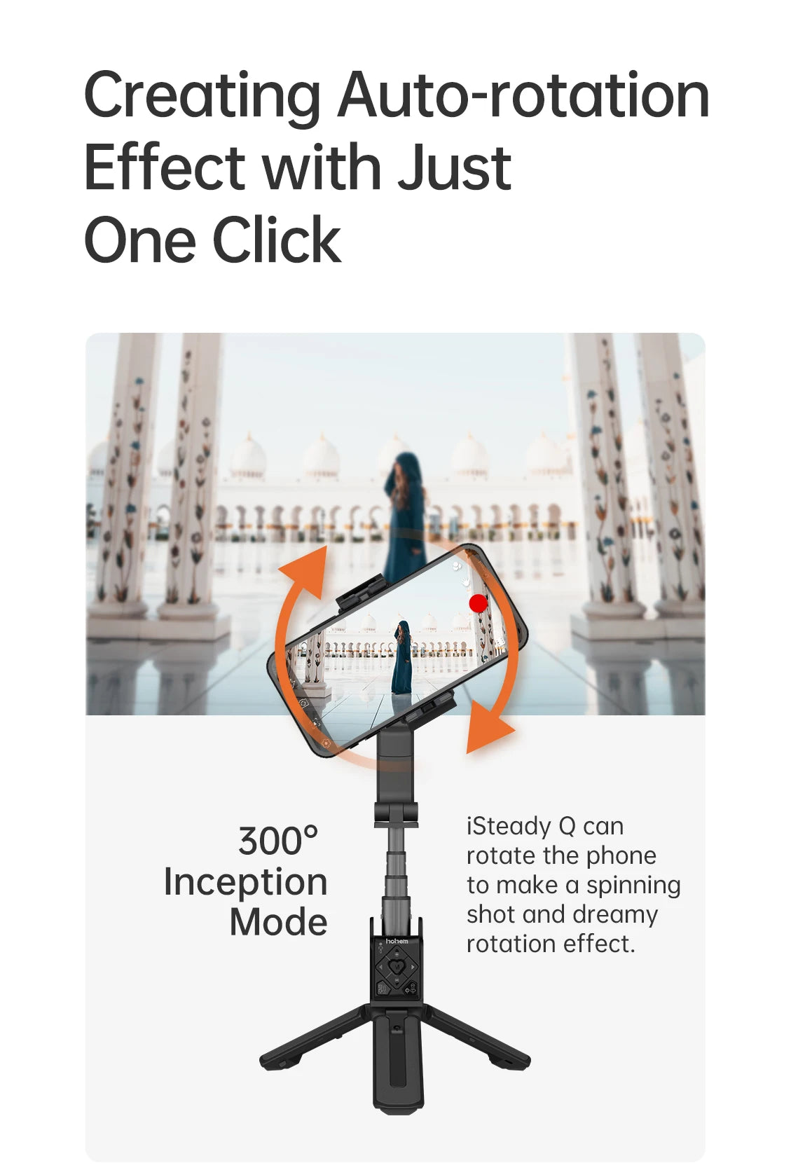 Hohem iSteady Q Smartphone Gimbal and Selfie Stick Tripod