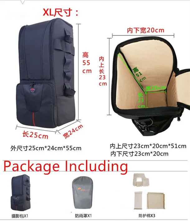 Telephoto Lens Backpack for 300-800mm Lenses