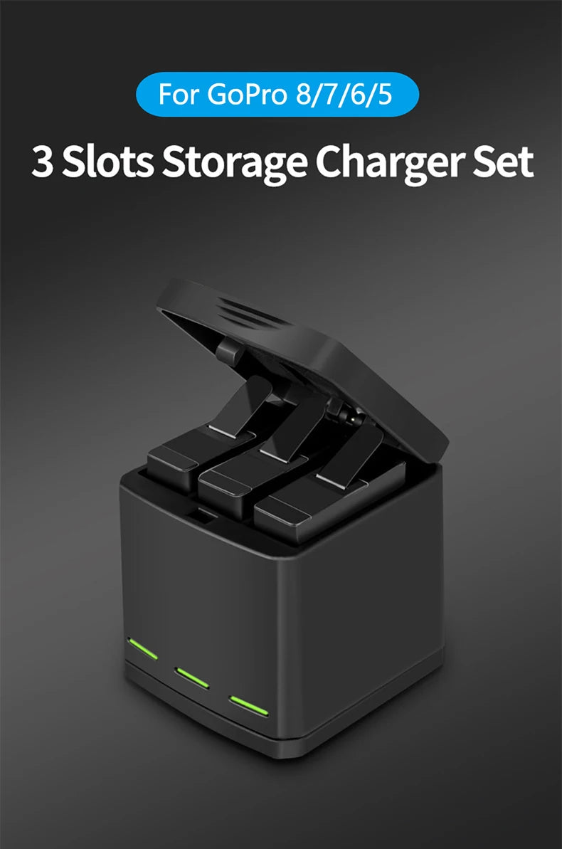 TELESIN 1220mAh Battery & 3-Slot Charger Kit for GoPro HERO 5-8