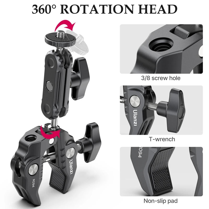 Ulanzi R094 Super Clamp with Double Ball Head Magic Arm