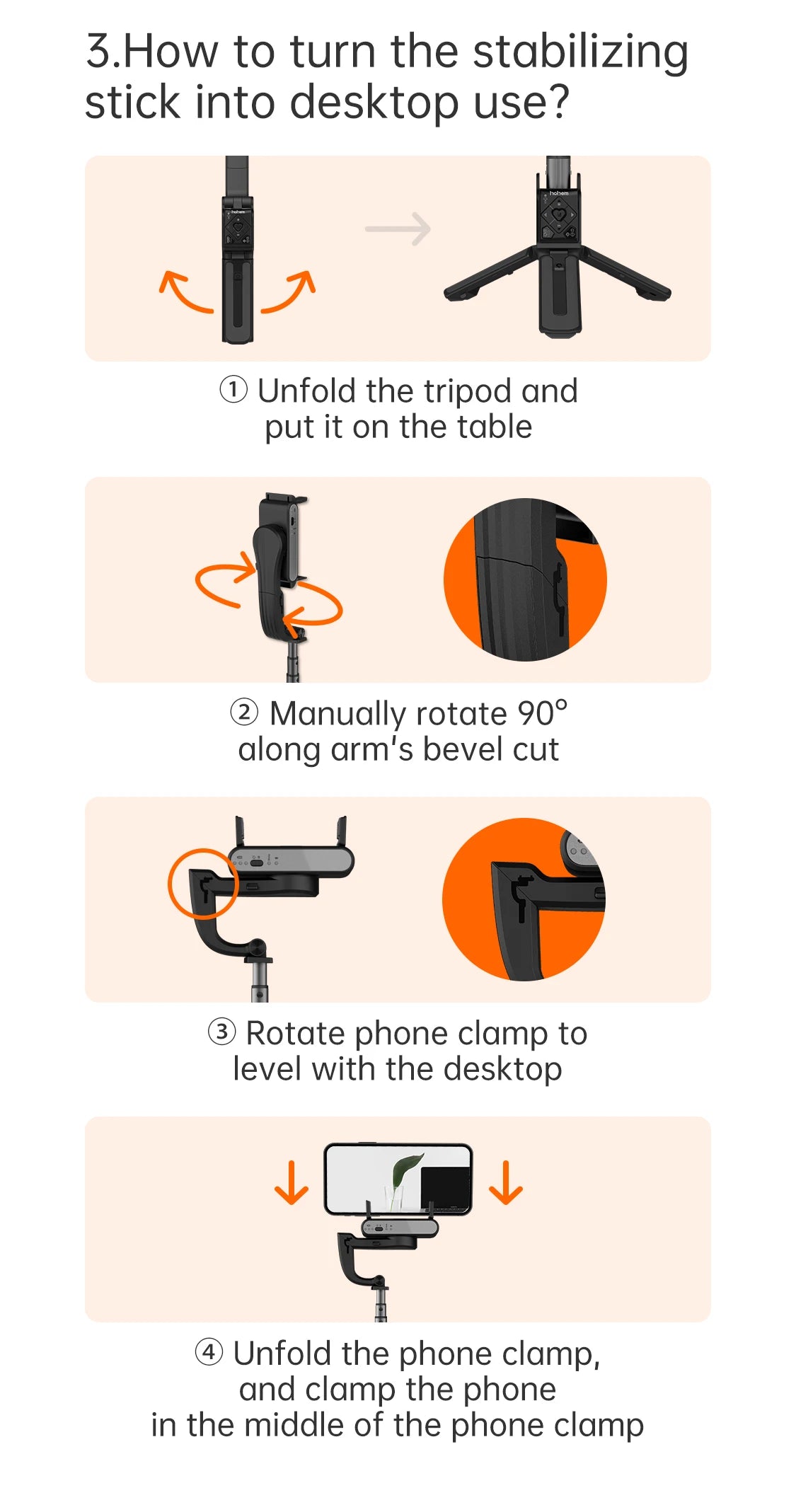 Hohem iSteady Q Smartphone Gimbal and Selfie Stick Tripod