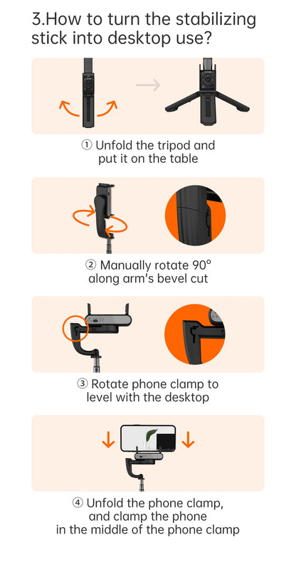 Hohem iSteady Q Smartphone Gimbal and Selfie Stick Tripod
