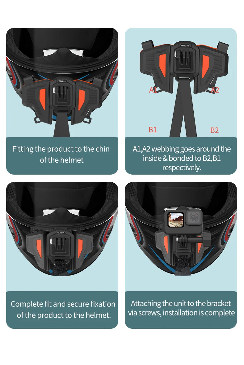 TELESIN Foldable Motorcycle Helmet Chin Mount - CameraHUB