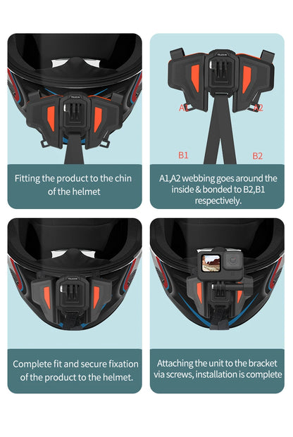 TELESIN Foldable Motorcycle Helmet Chin Mount - CameraHUB