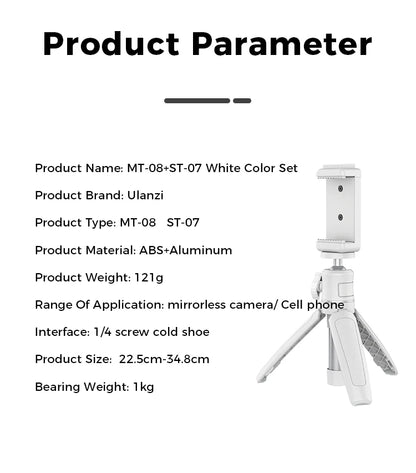 Ulanzi MT-08 White Mini Tripod and Hand Grip