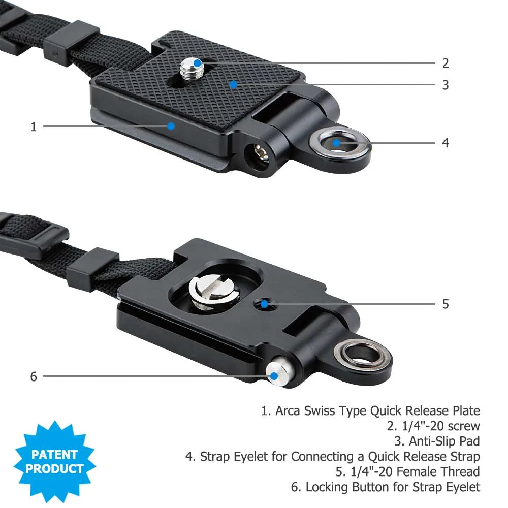 JJC Deluxe Mirrorless Camera Hand Grip Strap with Arca-Swiss Plate