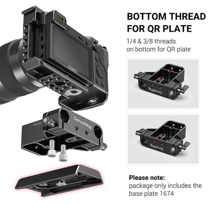 SmallRig 1674 Camera Baseplate with Dual 15mm Rod Clamp