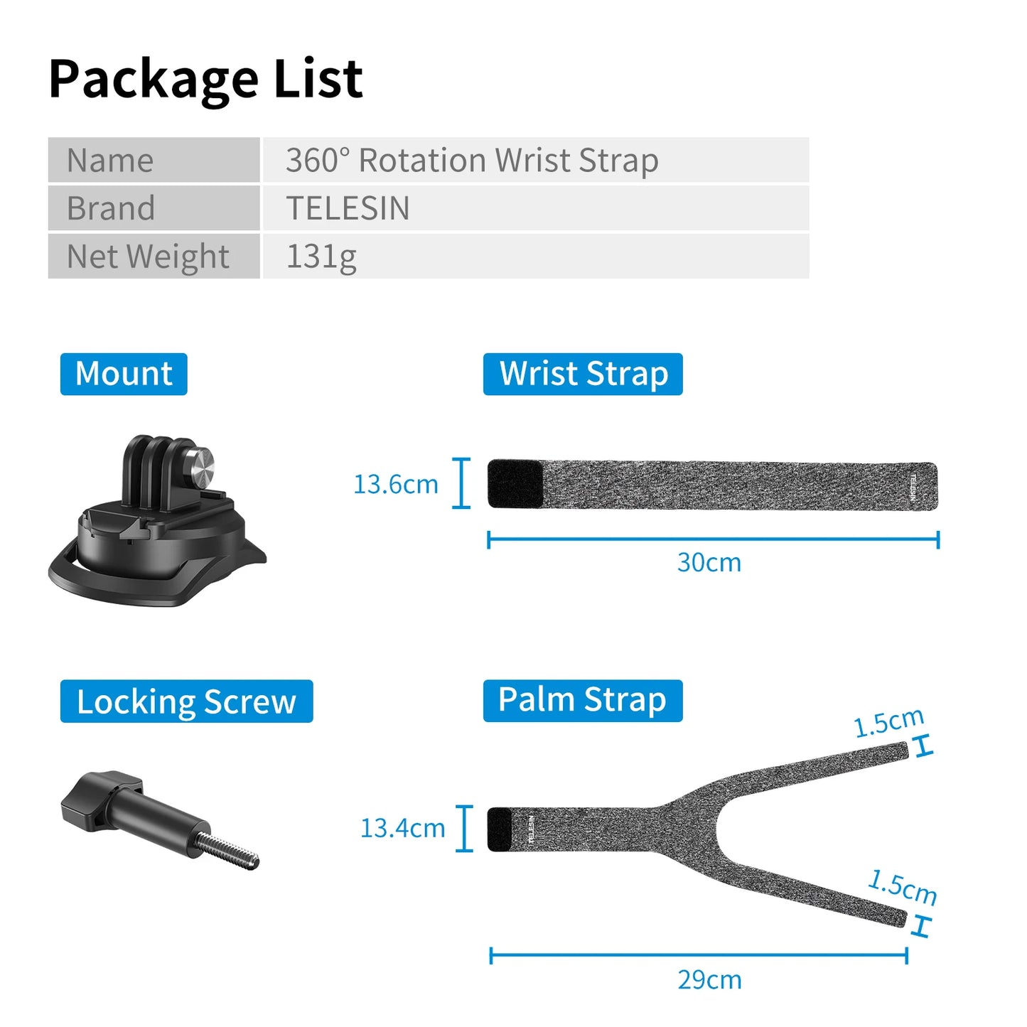 TELESIN 360° Rotating Action Camera Wrist Mount