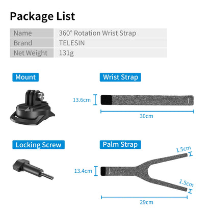 TELESIN 360° Rotating Action Camera Wrist Mount
