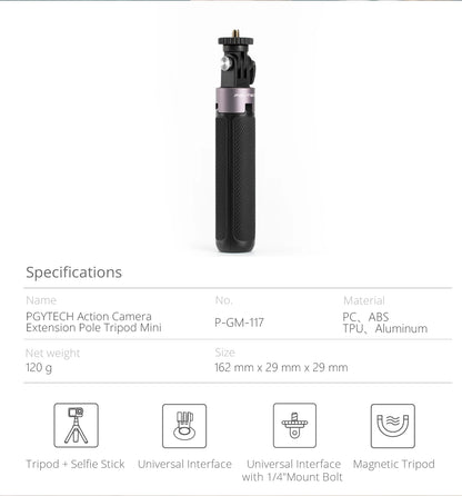 PGYTECH 40cm Action Camera Extension Pole Tripod