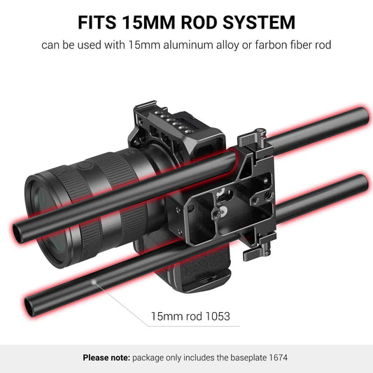 SmallRig 1674 Camera Baseplate with Dual 15mm Rod Clamp
