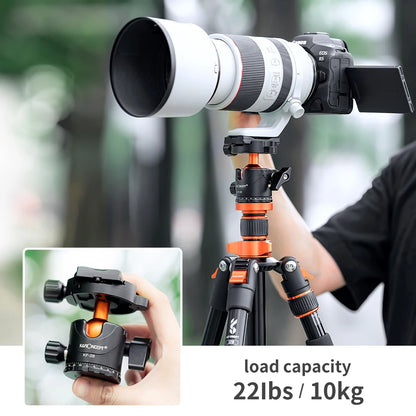 K&F Concept 80.7-Inch Aluminium Camera Tripod with 10kg Load Capacity - 360 bracket