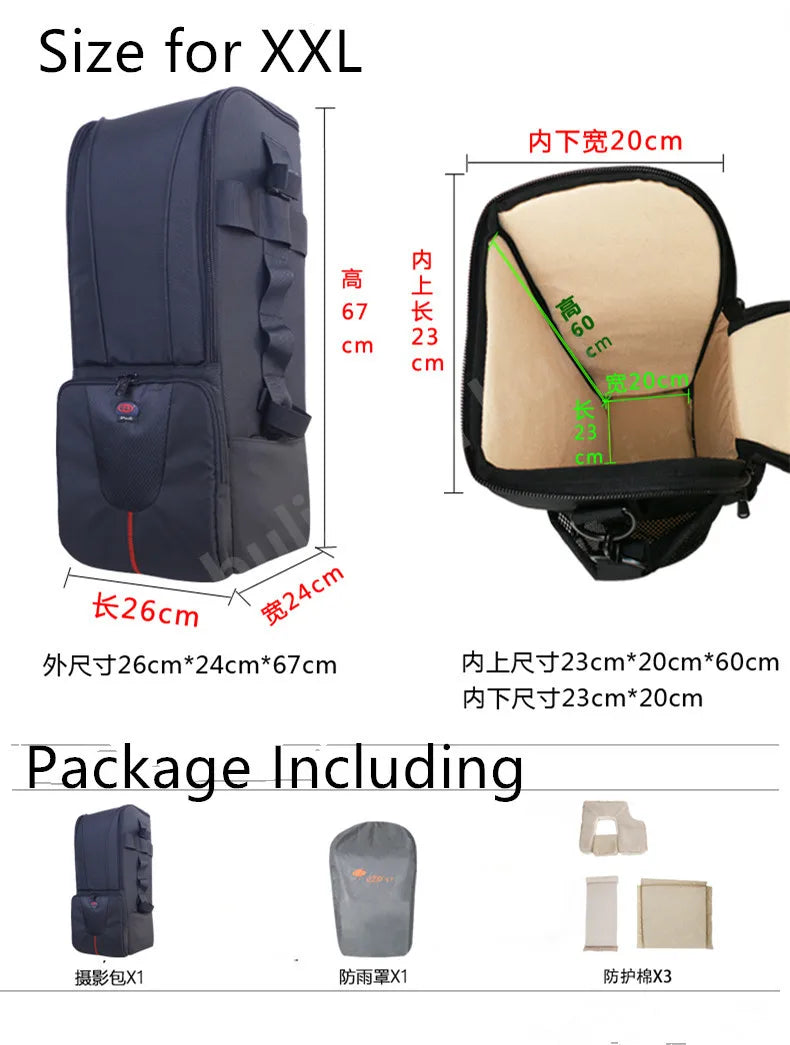 Telephoto Lens Backpack for 300-800mm Lenses