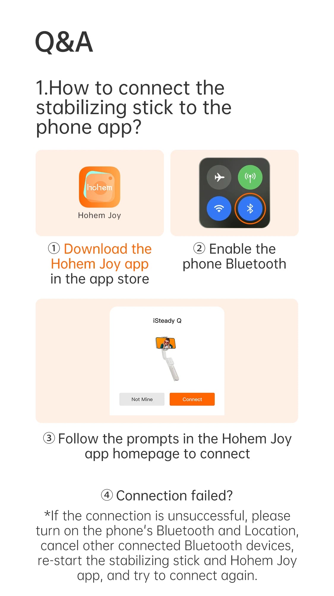 Hohem iSteady Q Smartphone Gimbal and Selfie Stick Tripod