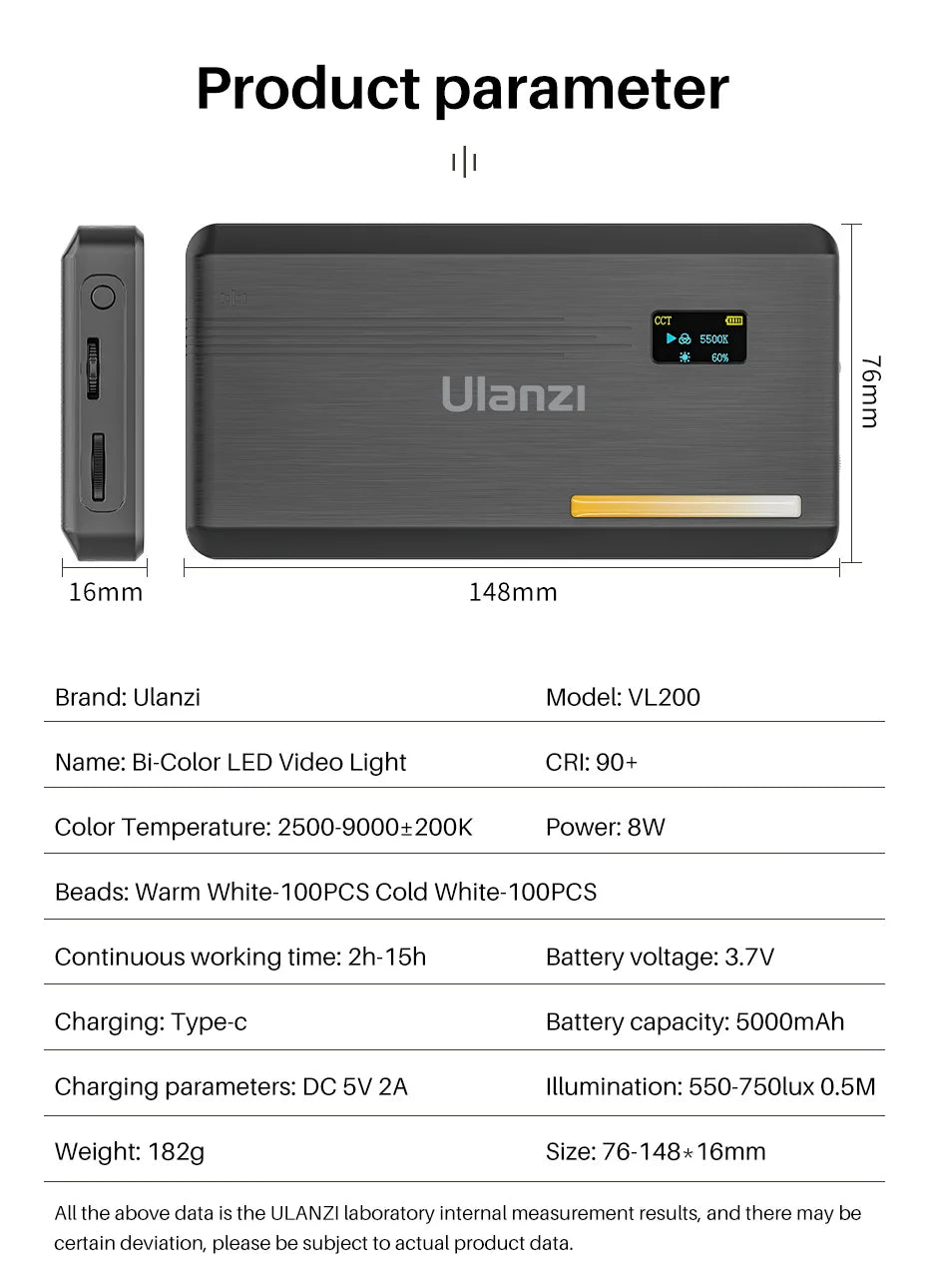 Ulanzi VL200 LED Video Light with Soft Diffuser