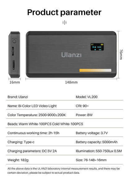 Ulanzi VL200 LED Video Light with Soft Diffuser