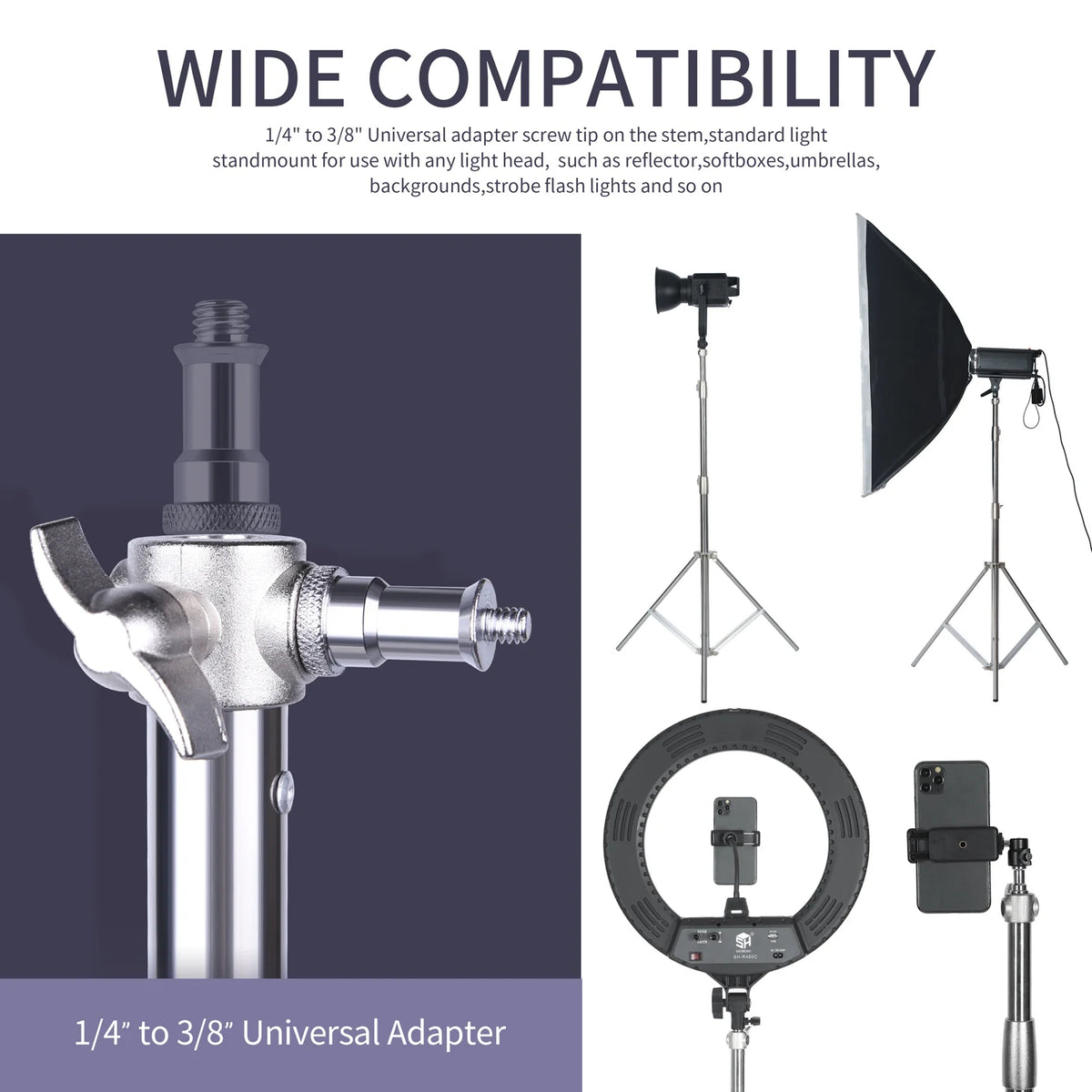 Heavy-Duty Stainless Steel Photography Light Stand