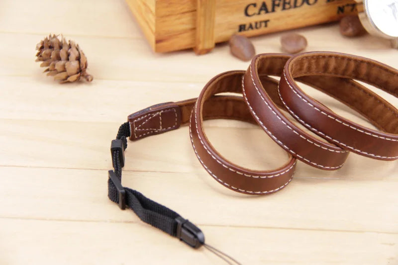 Camera Hub Essentials PU Leather Compact Camera Neck Strap - B style khaki color
